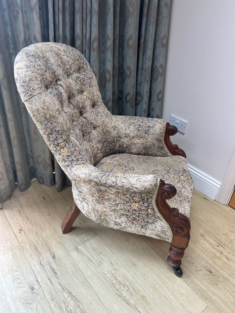 Victorian bow fronted armchair