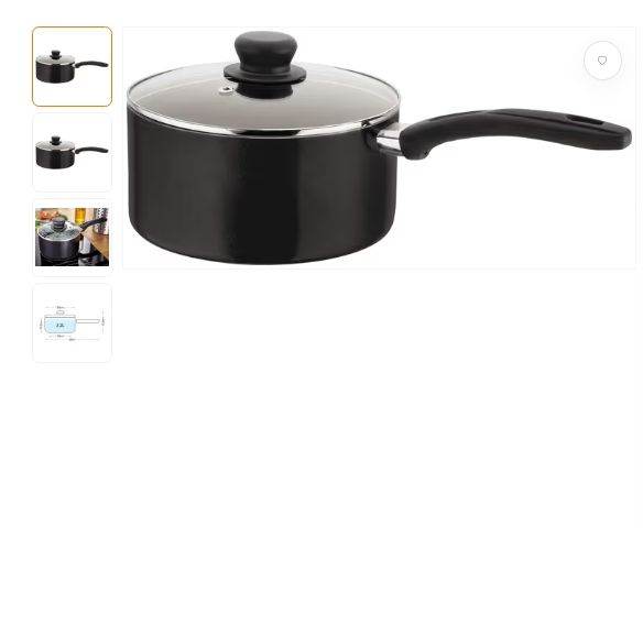 New Black Saucepan with Lid – 2.2L, 18cm Diameter