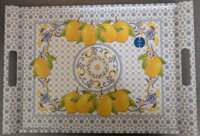 Beautiful New Italian Lemon Design Tray with Handles