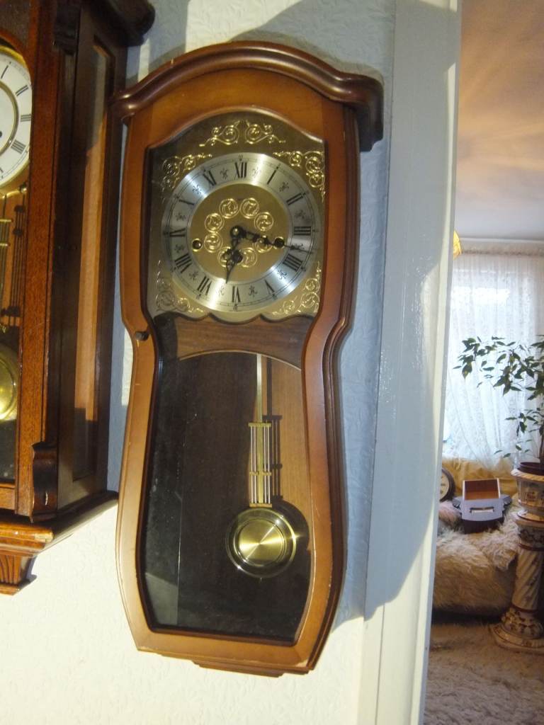 Vintage Westminster Chime Wooden West German Wall Clock W. Haid Movement H 65 cm
