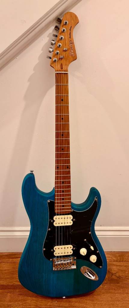Fender Strat Style - Fazley Outlaw Series Sheriff Plus HH Blue Electric Guitar w/Gig Bag - Brand New