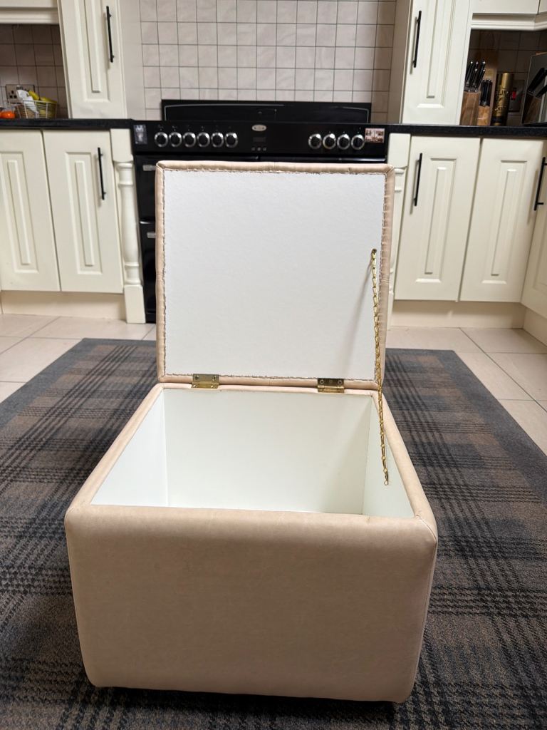 Faux Leather Ottoman – Beige