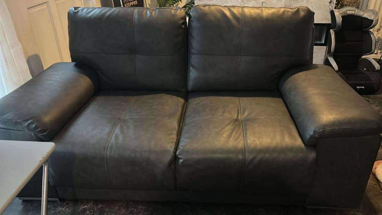 Black leather sofa