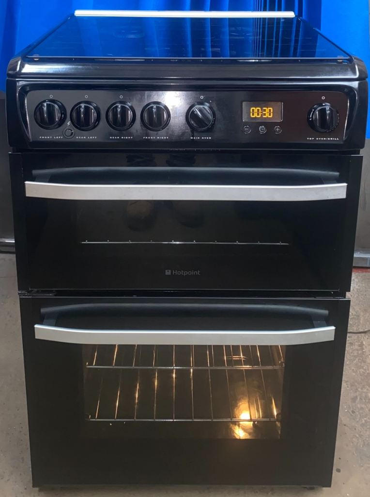 Hotpoint DSG60K 60cm Double Oven Gas Cooker - Black 