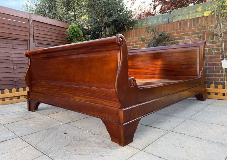 Stunning French Style Handmade Mahogany Sleigh King Size Bed Frame - Great Condition 