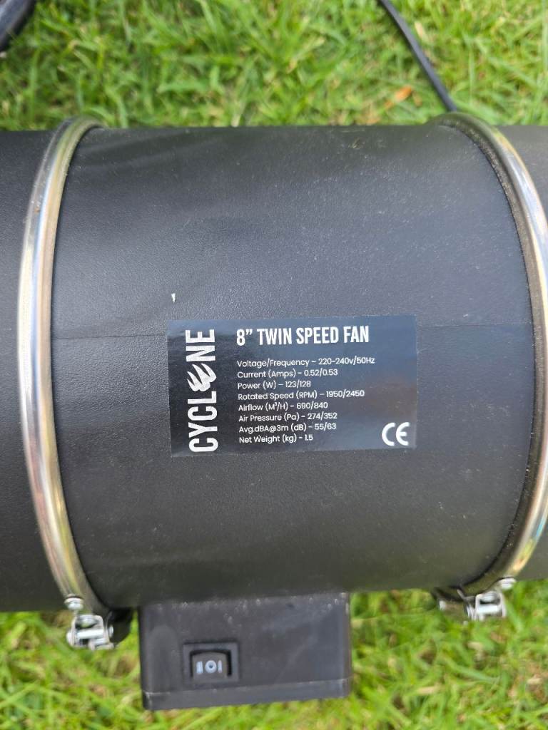 Cyclone 8" Twin Speed Fan – Black, Good Condition