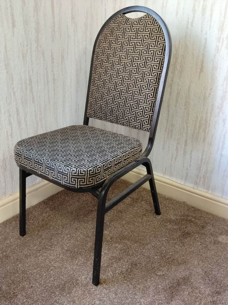 3 Black and Beige Patterned Dining Chair – Good Condition For Absolute Bargain £3 EACH FOR SALE!