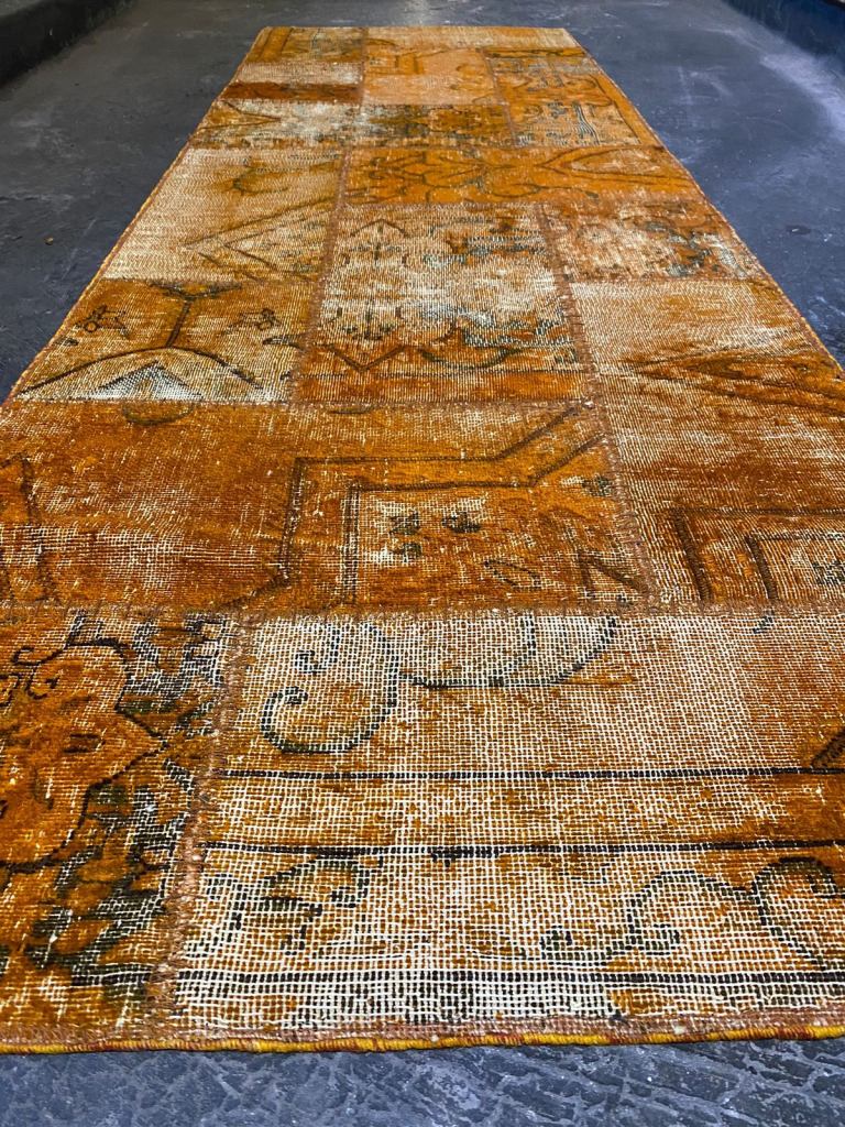 Handmade patch work wool runner . 236cm x 76cm.