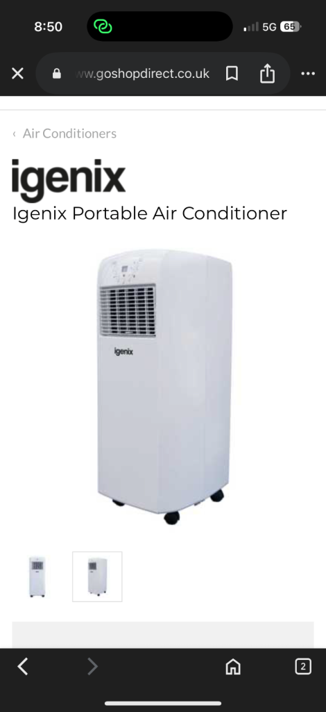 Igenix 9902 3-in-1 portable air conditioner heater fan with hose and window seal