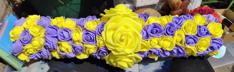 Artifical rose glow stick purple and yellow  
