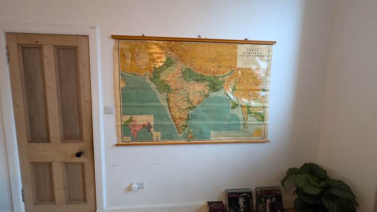 Vintage School Map India Pakistan Ceylon Burma 120x180cm