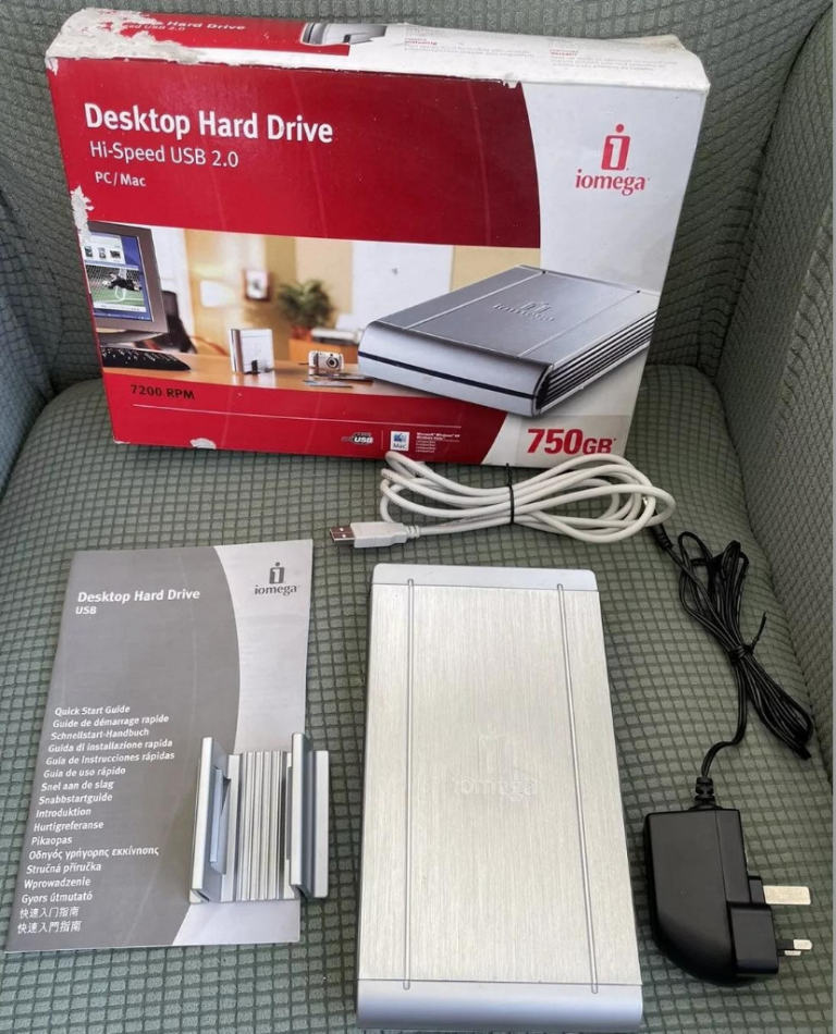 Iomega External USB2 Hard Disk Drive 1TB 1000GB Desktop PC Mac Laptop 