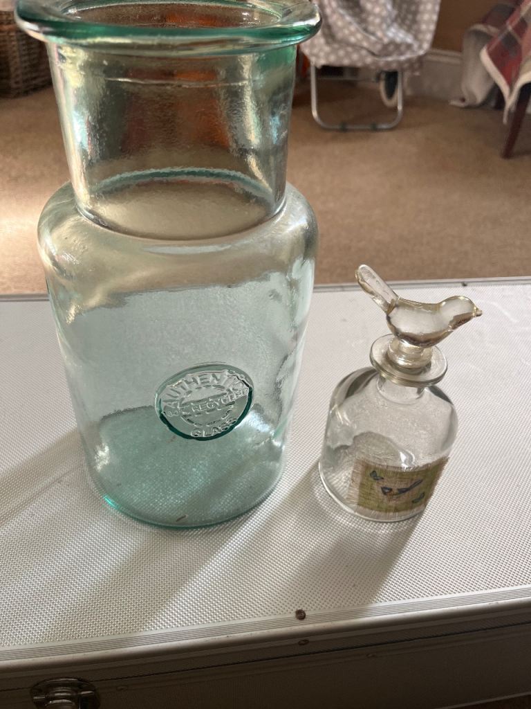 Glass jar & little glass bottle 
