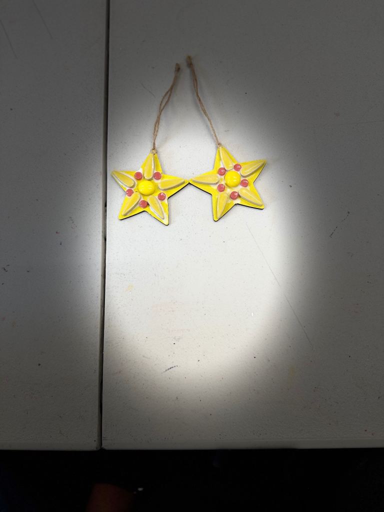 Pair of Yellow Star Decorations - new