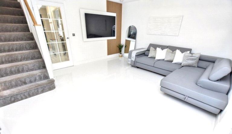 Grey Leather like L Shape Corner Sofa Couch bed and matching arm chair