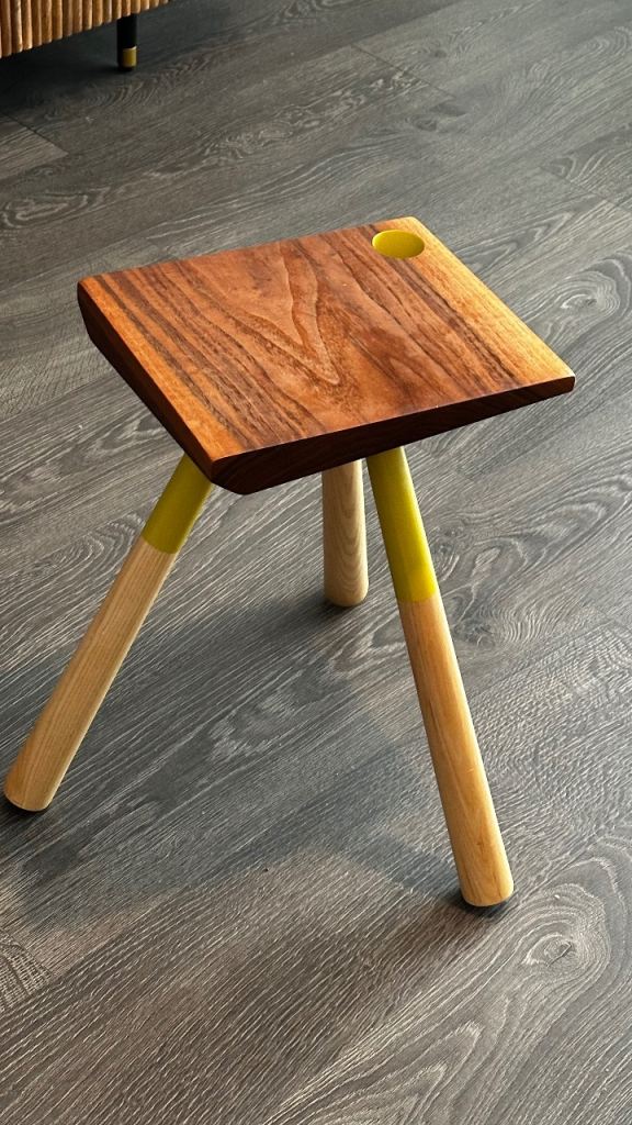 Coloured Walnut Side Table - Green
