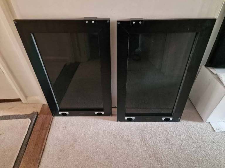 IKEA Besta Cabinet Doors - Black Smoked Glass