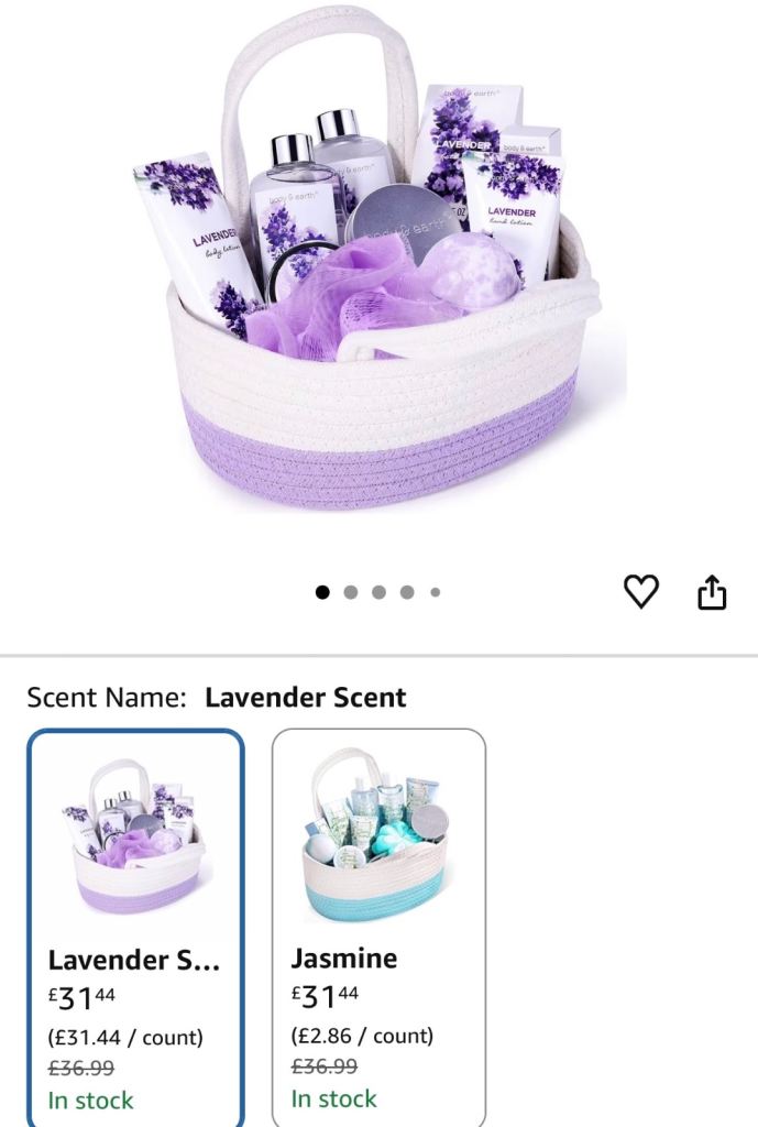 New bath set in the basket 