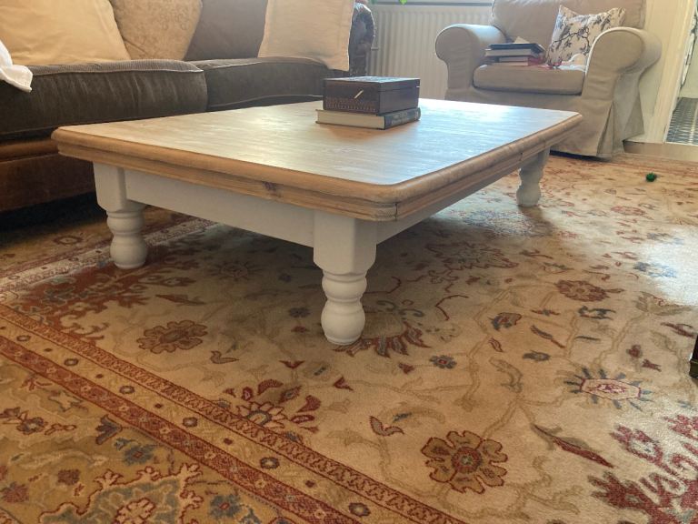 Very large rustic farmhouse pine coffee table 