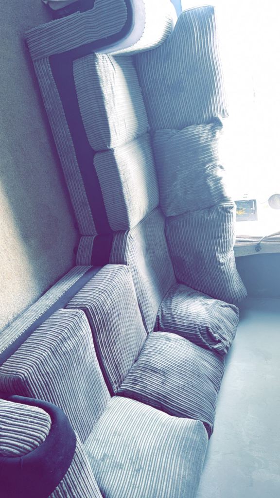 Comfortable Grey Corduroy Sofa – Good Condition