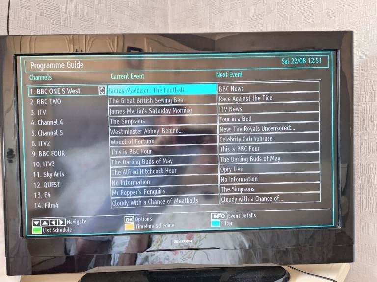 Silvercrest Black TV with Programme Guide – Good Condition