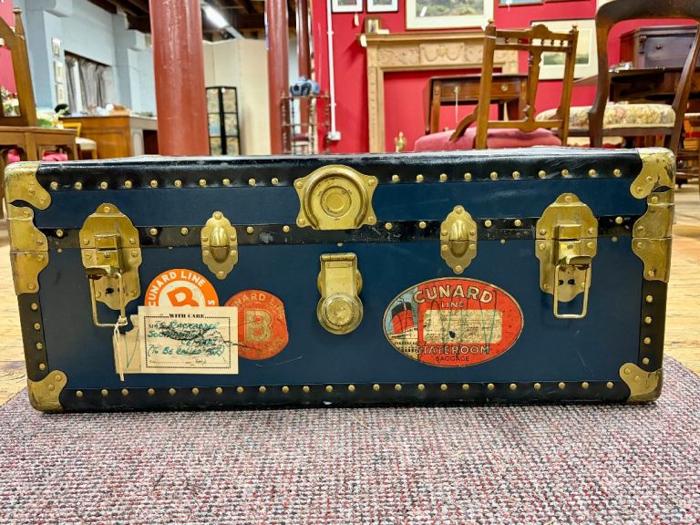 Rare Pair Vintage Cunard Line Travel Trunks – Victor Luggage – Ocean Liner