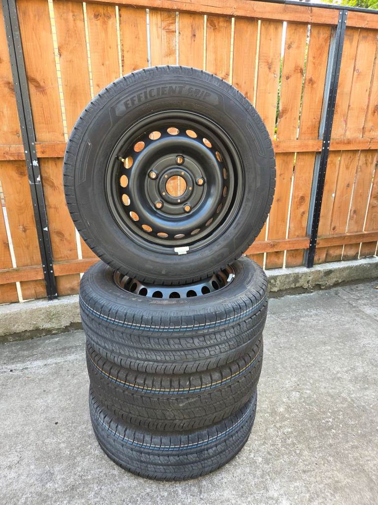 Brand New Ford Custom R16 Wheels with Goodyear Efficient Grip Tyres 215 65 R16C 