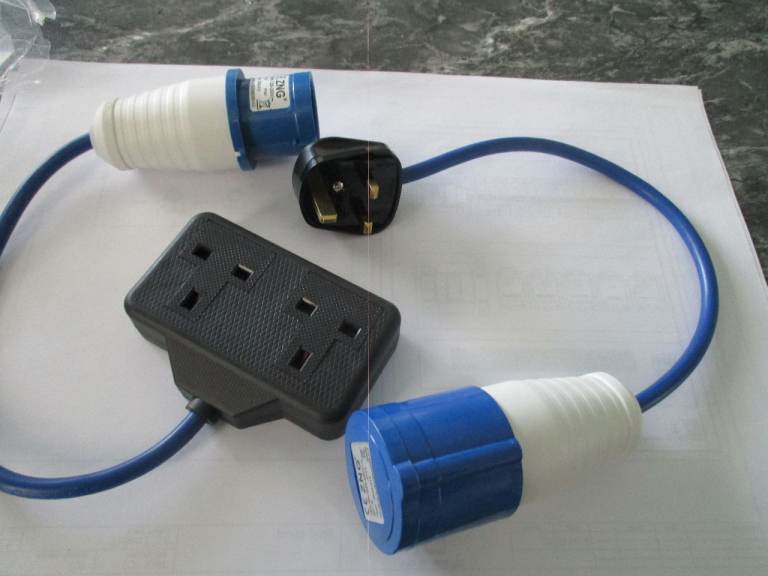 Caravan / generator 13A plug and 13A socket adapter cables - Brand New