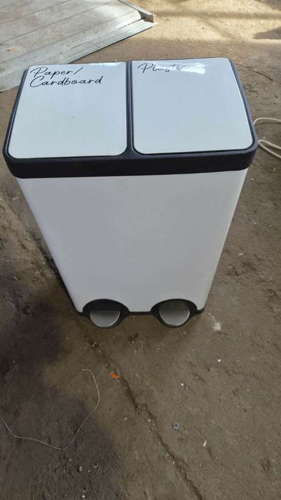 White Dual Compartment Recycling Bin - Good Condition