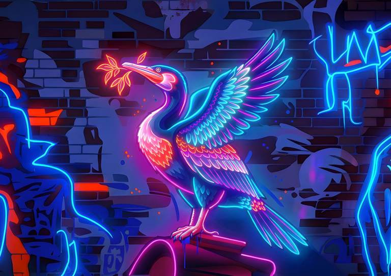 A3 Cormorant Neon art print