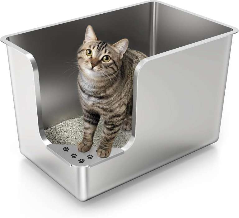 new in packaging - XL steel cat litter tray - corner entry