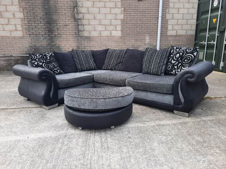 Dfs black an gray corner sofa wit pull out double bed 