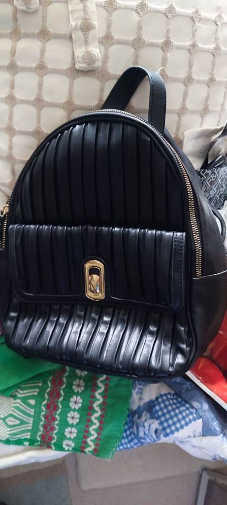 Black Leather-Look Backpack – Good Condition