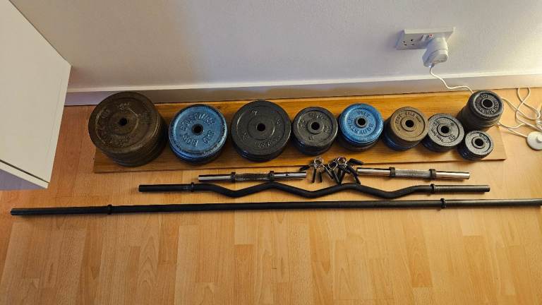 Weight Plates and Bars Set – Good Condition