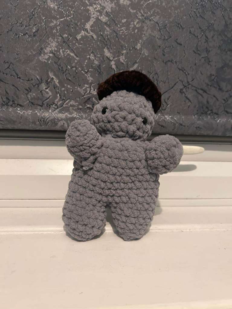 Soft croteched bee and gray monster plushies handmade by 13 yr old girl ...