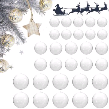 Bnib 30 PCS Clear Fillable Christmas Baubles