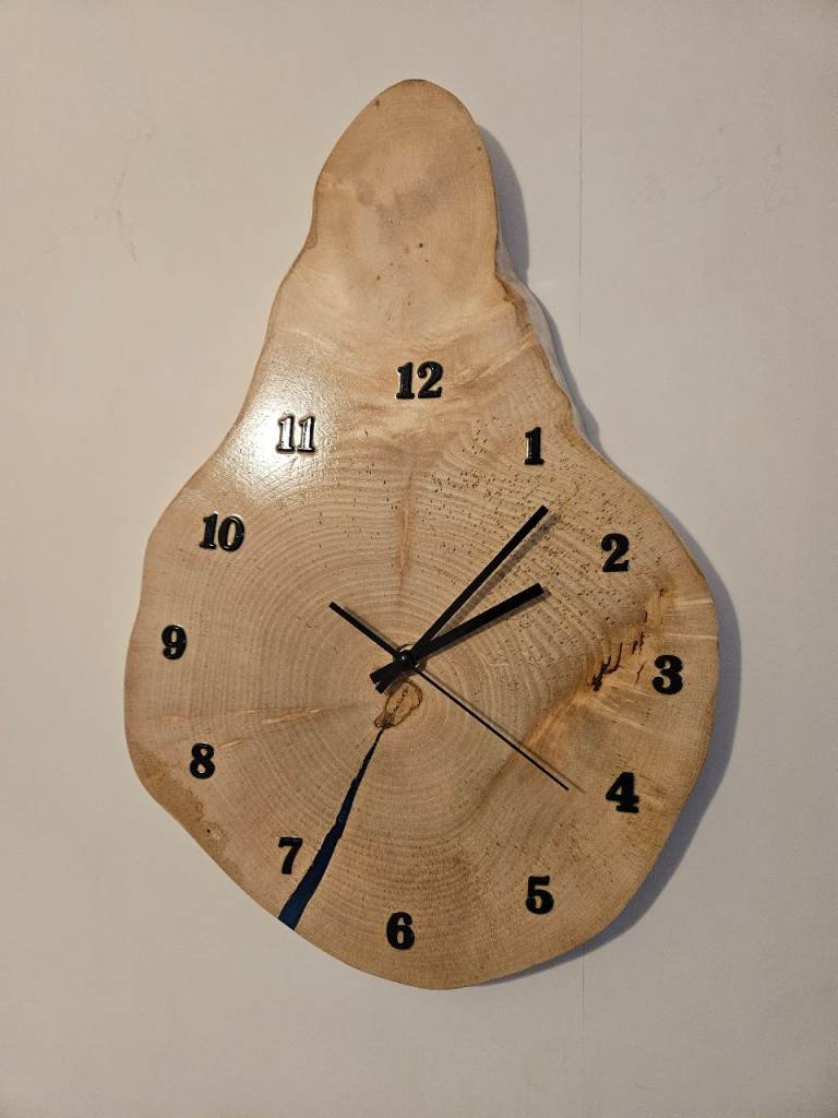 Wooden slice wall clock