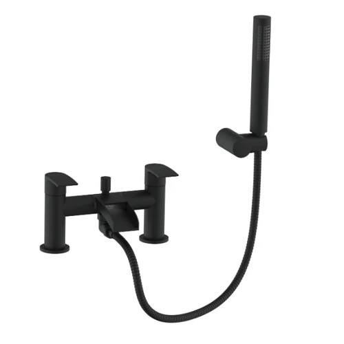 Symphony Round Waterfall Bath Shower Mixer Tap with Kit - Matt Black RRP £290 Our Price £75