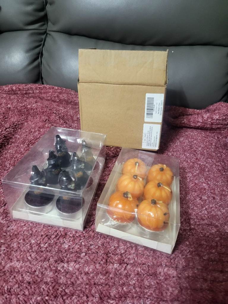 LA BELLEFÉE 12 Pieces Pumpkin and Ghost Tealight Candles, Witch Candle 