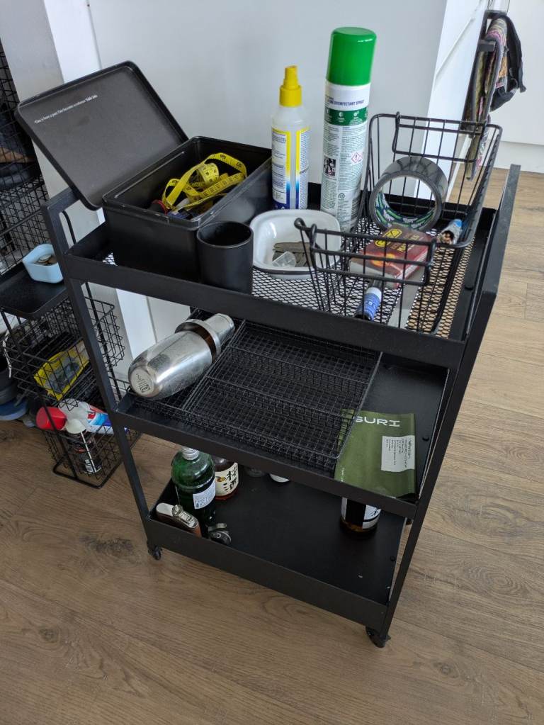 IKEA Black Metal Storage Trolley on Wheels – Good Condition