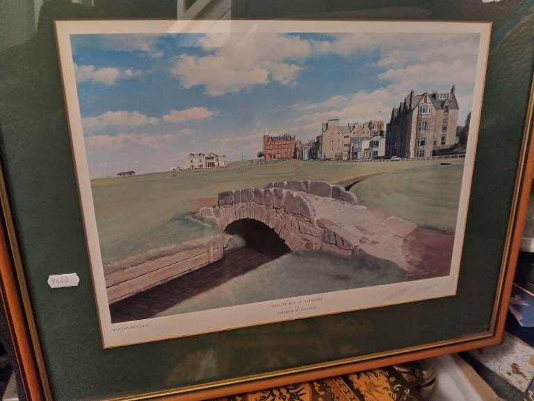 QUALITY Framed & GLAZED Signed Print - Swilken Bridge St Andrews by Graeme Baxter, approx 35 x 25cm