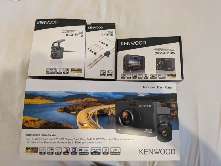 Kenwood Drv-A310w Dash cam bundle. With rear camera and hardwire kit.