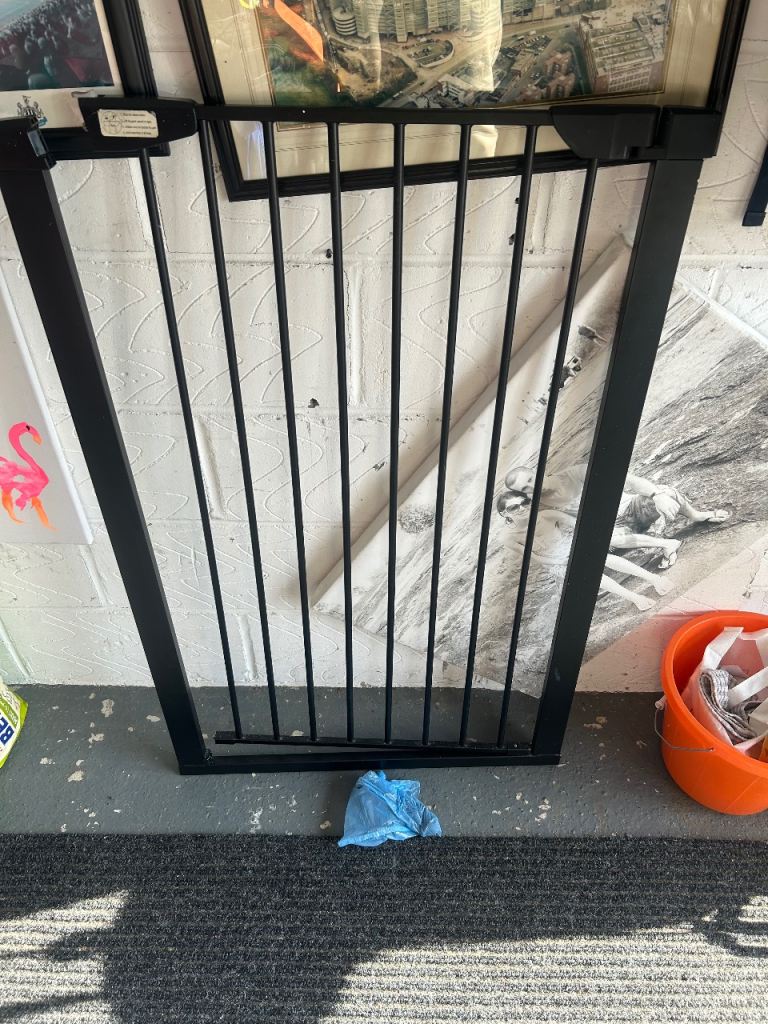 Black Metal Baby Safety Gate – Good Condition