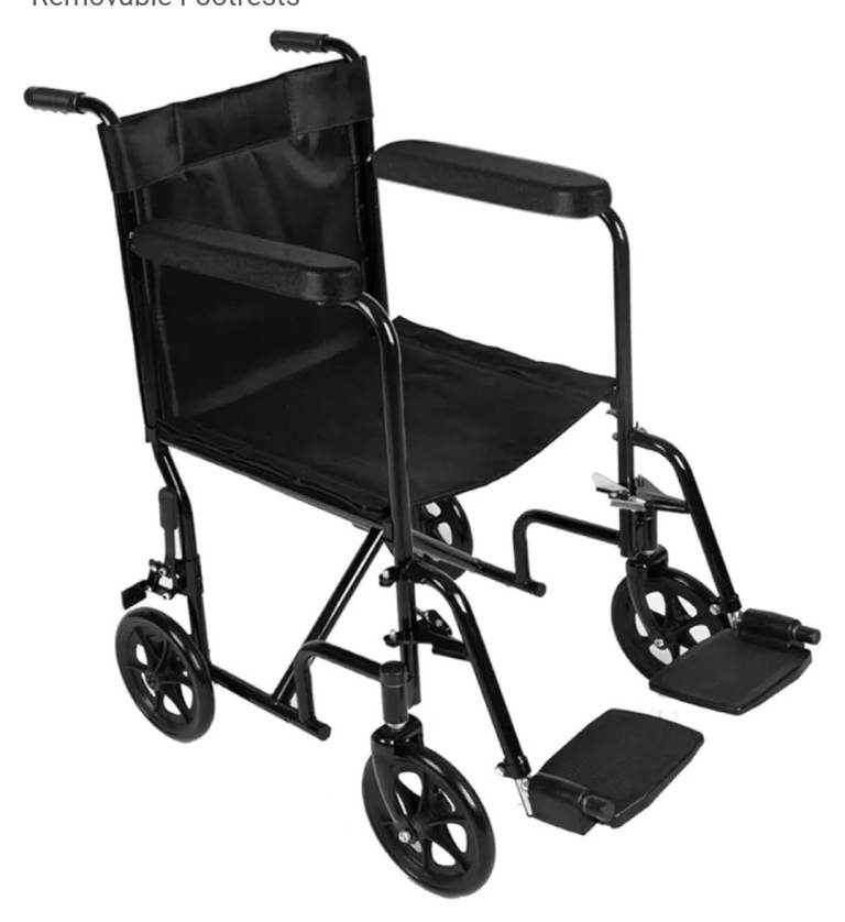 Lightweight Transit Folding Travel Wheelchair Portable Brakes Comfortable Carry Black Stroller  