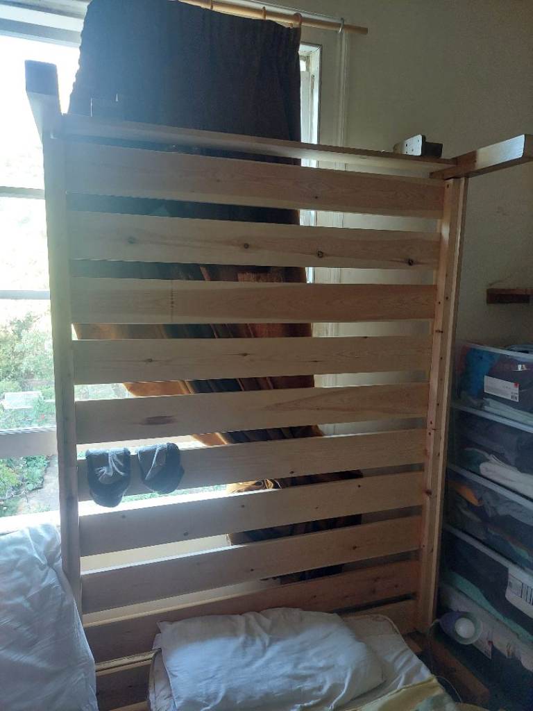 Double bed and Head board, with four storage unit.