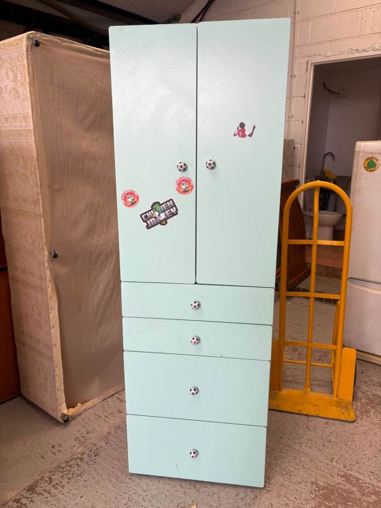 Kids Wardrobe with Drawers – Light Green