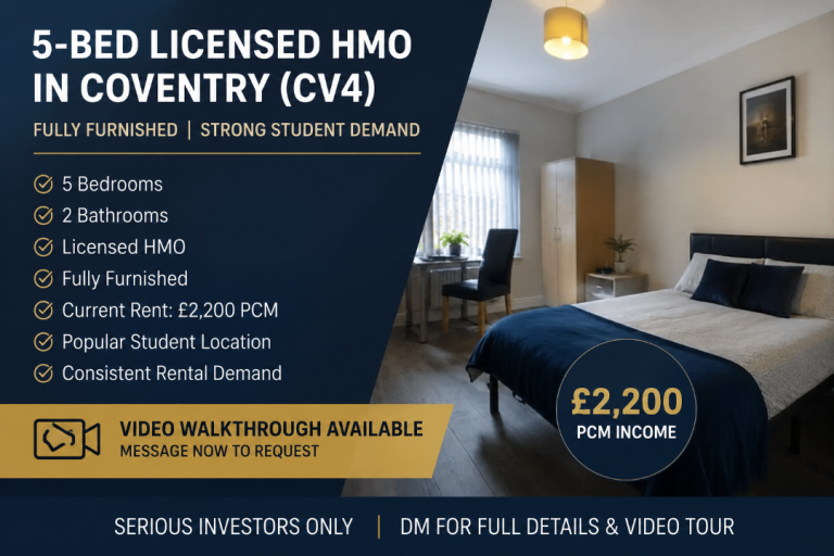 5-Bed Licensed Coventry HMO | Fully Furnished | £2,200 PCM Income