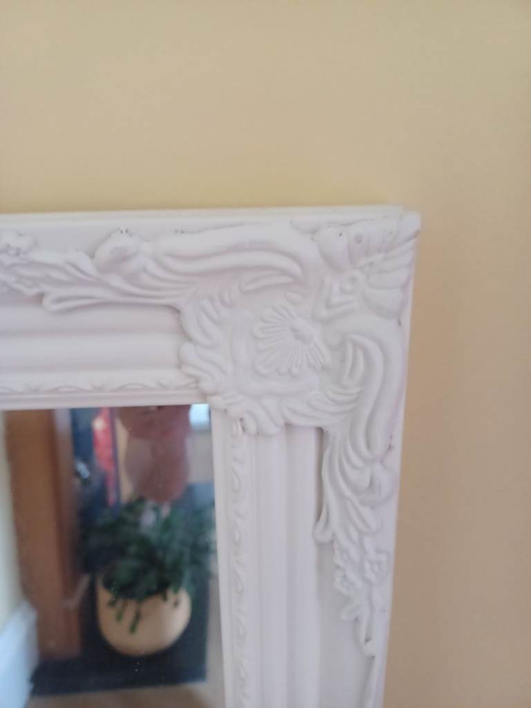 Lovely White Antique Style Ornate Full-Length Mirror