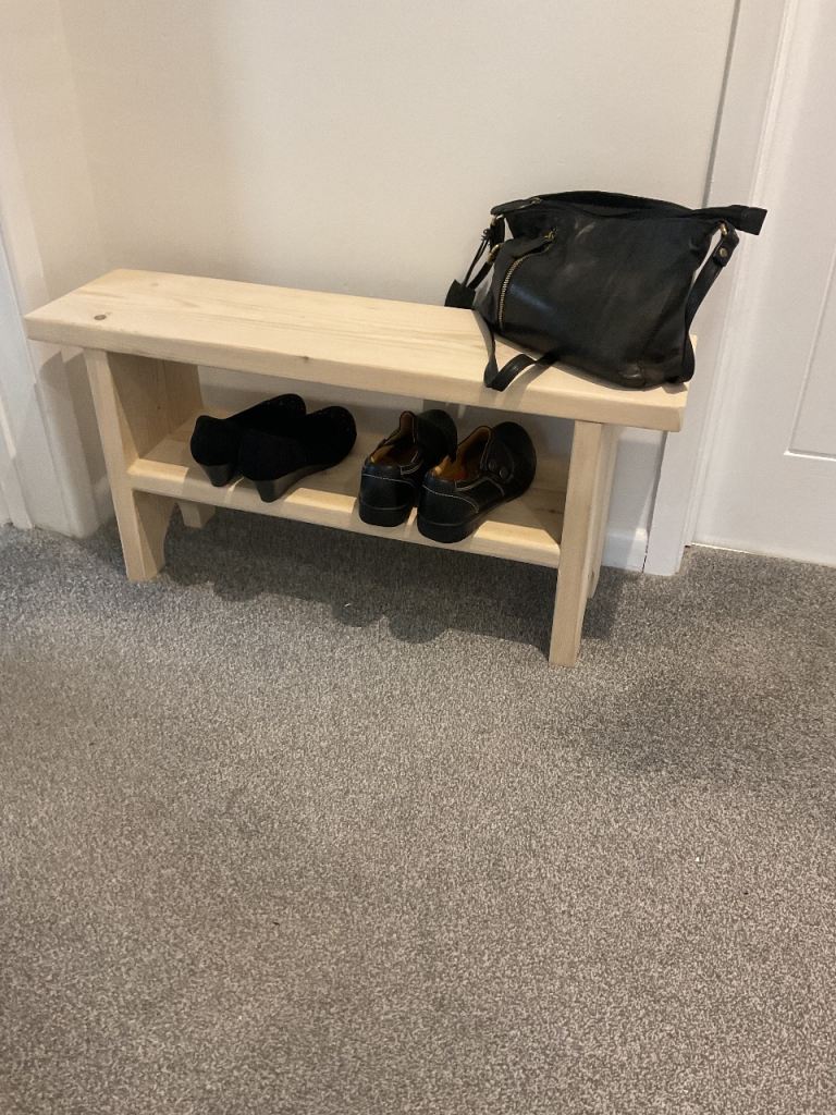 Wooden Shoe Bench with Storage Shelf – brand new and handmade , £30.00 ...