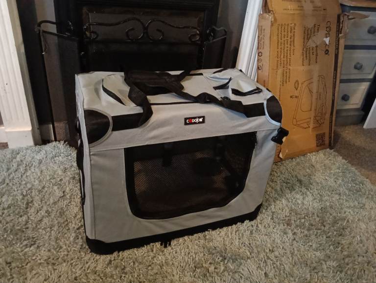New light grey medium fabric pet crate